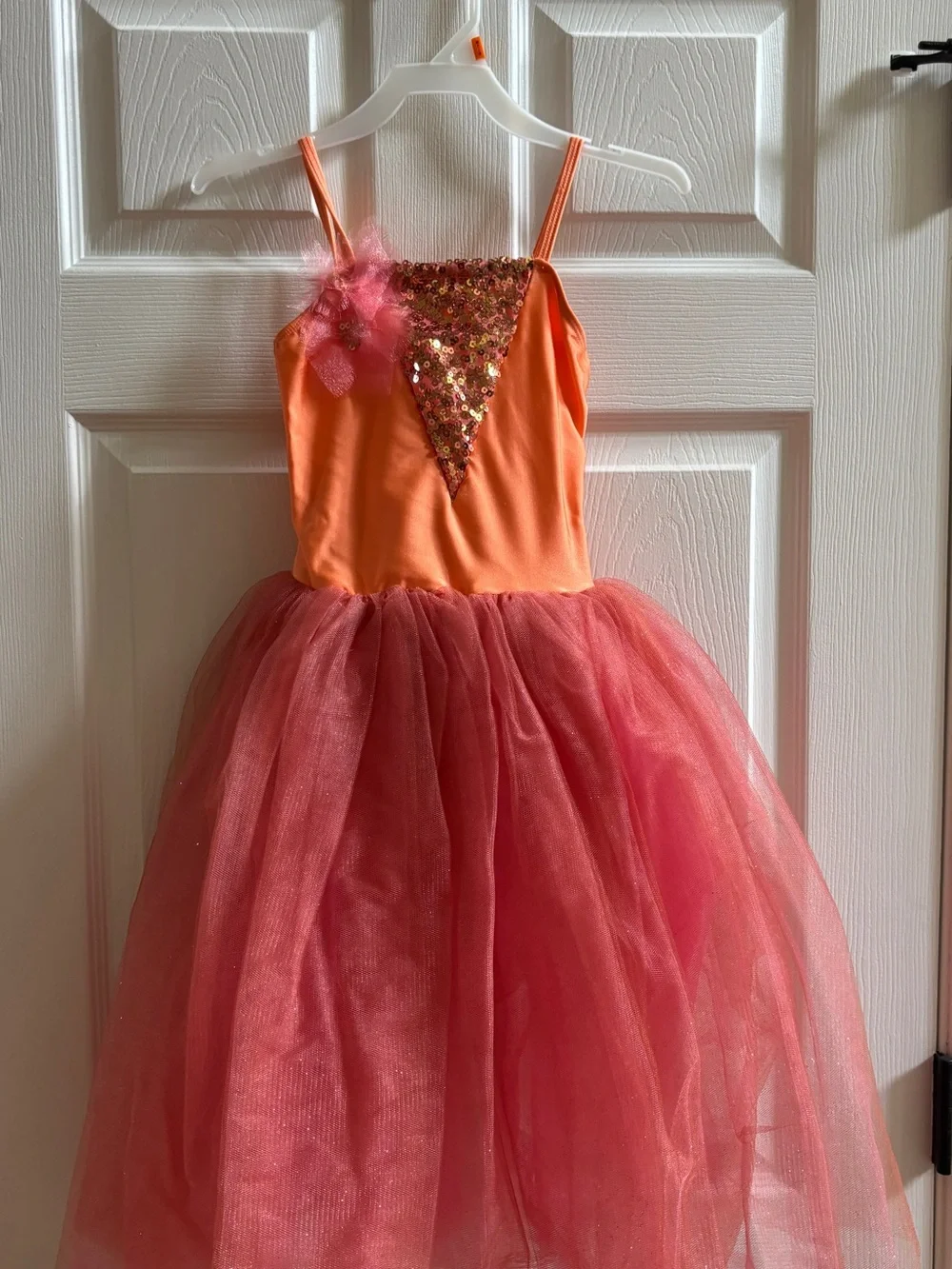 Girls Orange and Pink Tulle Party Costume Dress